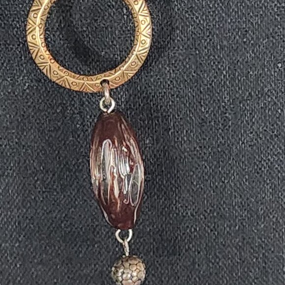 Chicos Mixed Metal Seed Bead Copper Black Animal Print Multi Strand 24" Necklace - Picture 6 of 16